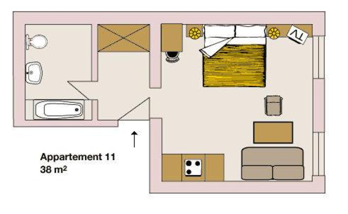 a floor plan of a small house with a room at Chalet Rüfikopf in Lech am Arlberg
