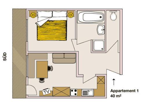 a floor plan of a small house with a room at Chalet Rüfikopf in Lech am Arlberg