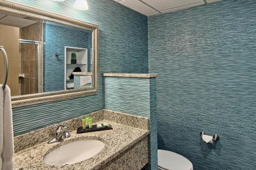 a bathroom with a sink and a mirror at Sugar Beach Resort Hotel in Traverse City