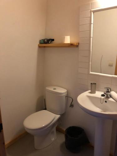 a bathroom with a toilet and a sink at Solano de Moran in Murillo de Gállego