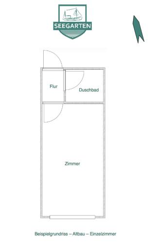 a floor plan of a bathroom with a toilet at Seegarten Appartements Büsum in Büsum
