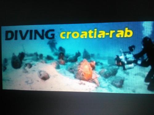 a television screen with a game on a beach at Apartmani Roza Lopar in Lopar