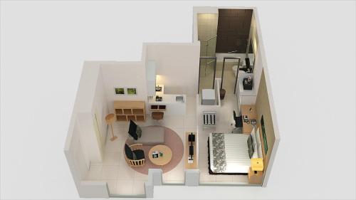 an overhead view of a floor plan of a house at PARKROYAL Serviced Suites Kuala Lumpur in Kuala Lumpur
