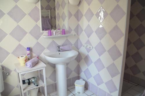 une salle de bain avec un lavabo et un miroir dans l'établissement Les Mayombes, à Roquebrune-sur Argens