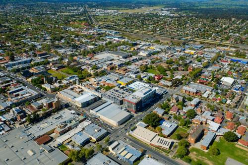 an aerial view of a city at Mantra Albury in Albury