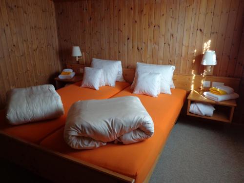 Postel nebo postele na pokoji v ubytování Gasthof Surselva