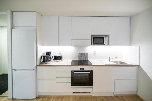 Η κουζίνα ή μικρή κουζίνα στο Aurora City Center Suite