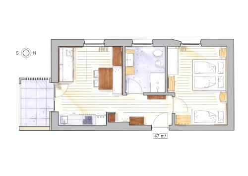 a floor plan of a house at Living Nature Appartements in San Vigilio Di Marebbe