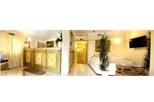 a living room with a couch and a television in a room at Villaggio San Giovanni in San Giorgio Ionico