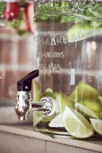 a close up of a kitchen sink with a lemon juicer at 18 Micon Str. in Athens