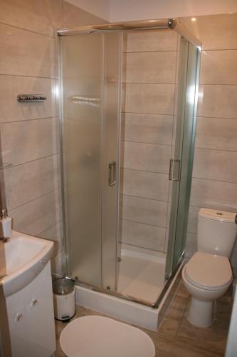 Kylpyhuone majoituspaikassa Apartamenty u Sikory