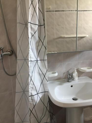 a bathroom with a sink and a shower at Maria Guesthouse in Morano Calabro