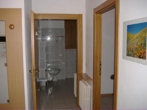 a bathroom with a sink and a shower and a toilet at Residence Hotel Montechiara in Baselga di Pinè