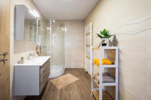 Ett badrum på Apartments Planina pod Sumikom