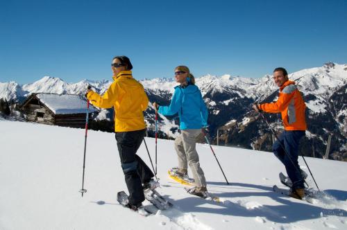 a group of three people on skis in the snow at Naturhaus Andrea in Grossarl
