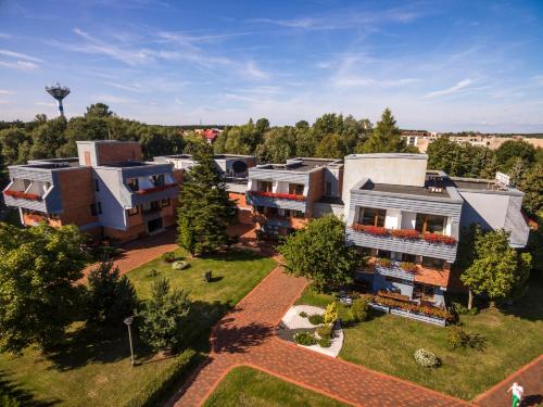 an aerial view of a building with a yard at Guest house Ieva in Šventoji