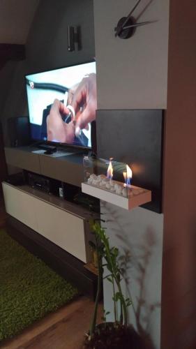 TV a/nebo společenská místnost v ubytování Apartament przy Wyspie