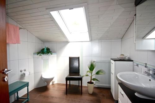 Bilik mandi di Ferienhaus und Ferienwohnungen Holzapfel Geiersthal