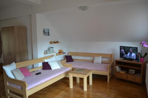 Postel nebo postele na pokoji v ubytování Apartmani Ivka & Tonka