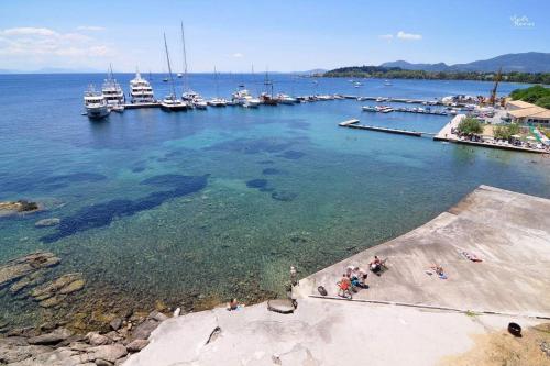 a view of a harbor with boats in the water at Carpe Diem Luxury Apartment No 1 in Corfu Town