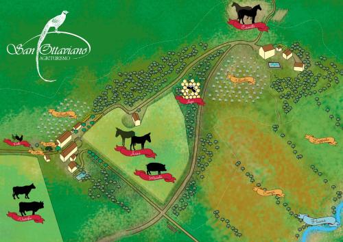 a map of a farm with animals on it at Agriturismo San Ottaviano in Monterotondo