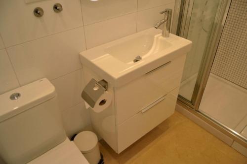 ネルハにあるStudio Marina II Nerjaのバスルーム(洗面台、トイレ、シャワー付)
