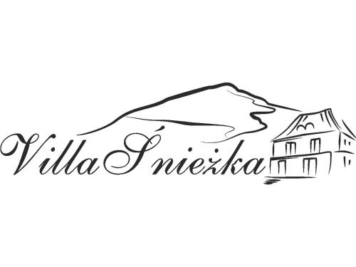 a black and white drawing of a house and a mountain at Villa Śnieżka in Kowary