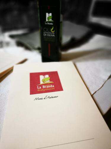 a bottle of beer sitting on top of a book at Podere La Branda in Vetralla