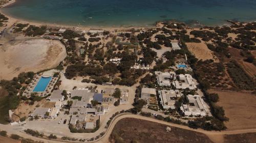 an aerial view of a resort next to the beach at Surfing Beach Village Paros in Santa Maria