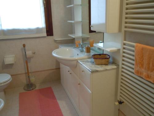 a bathroom with a sink and a toilet at Il Farfasole in Vigonovo