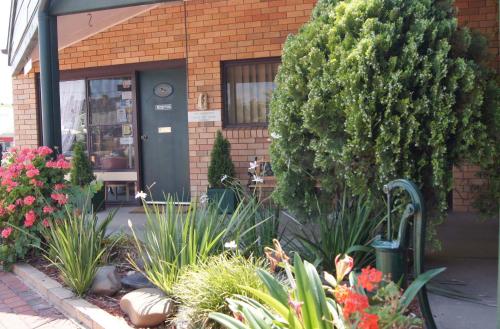 a garden of plants in front of a building at Ningana Motel in Mudgee