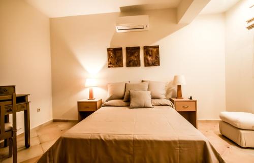 a bedroom with a large bed in a room at Evexia Villa in Thólos
