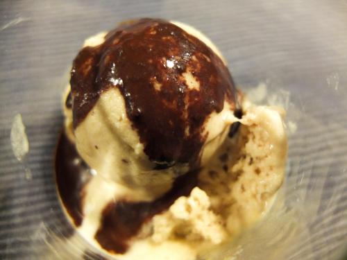 a scoop of ice cream in a glass bowl at O Chardinet d'a Formiga in Aínsa