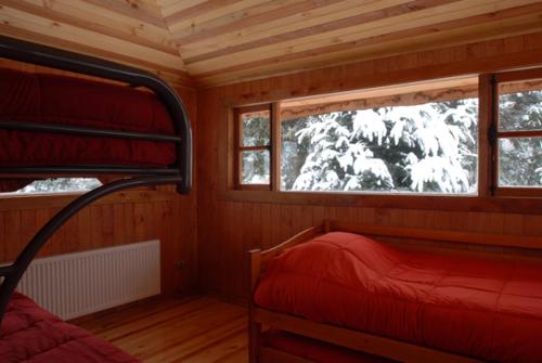Pokój z 2 łóżkami piętrowymi w kabinie w obiekcie Mapunre w mieście Malalcahuello
