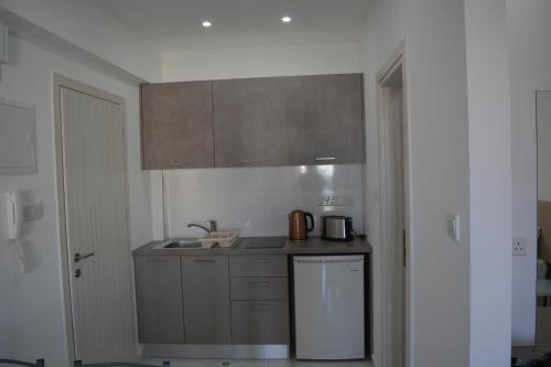 a kitchen with a sink and a counter top at P.L Hermes Studios & Apartments in Larnaka