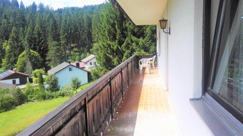 a balcony with a view of the mountains at Penzion Sumavacek in Bayerisch Eisenstein