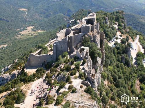 an old castle on the side of a mountain at Au Château de Villelongue B&B in Villelongue-dʼAude