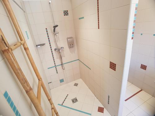 a bathroom with a shower and a toilet at La Villa Saint Jean BAS DE VILLA in La Ciotat