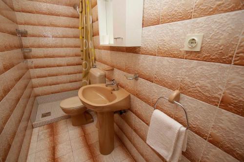 małą łazienkę z toaletą i umywalką w obiekcie APARTMANI IVONA & IVO w Makarskiej