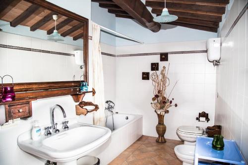 ein Bad mit einem Waschbecken und einem WC in der Unterkunft Casanova di Campersalle in Città di Castello