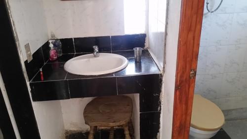 a bathroom with a sink and a toilet at mi pesadilla2 in Salinas 