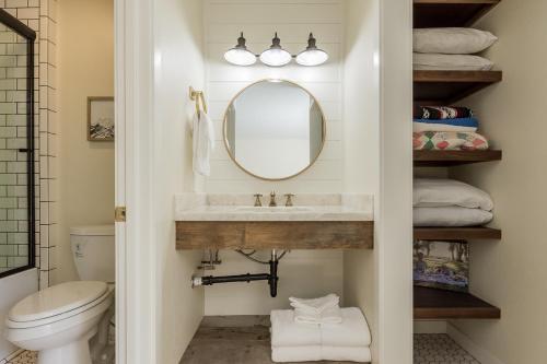 a bathroom with a sink and a mirror at Crestview 35 in Mammoth Lakes