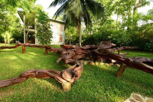 a pile of logs laying on the grass at Nil Diya Mankada Safari Lodge in Udawalawe
