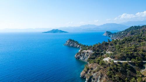 an aerial view of the amalfi coast at Fethiye Pension in Fethiye