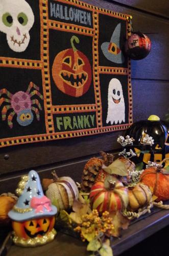 a table topped with lots of pumpkins and halloween decorations at Ryoso Chatani in Kyoto