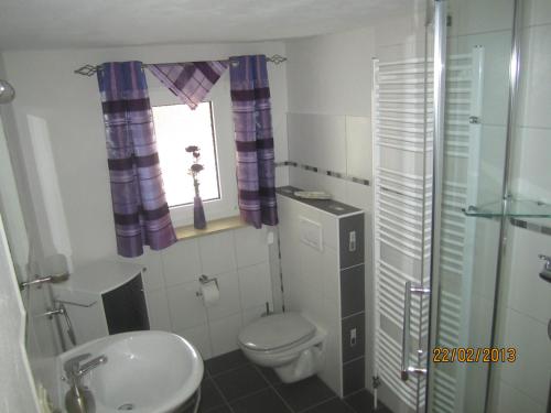 Kylpyhuone majoituspaikassa Ferienhaus Ahlborn