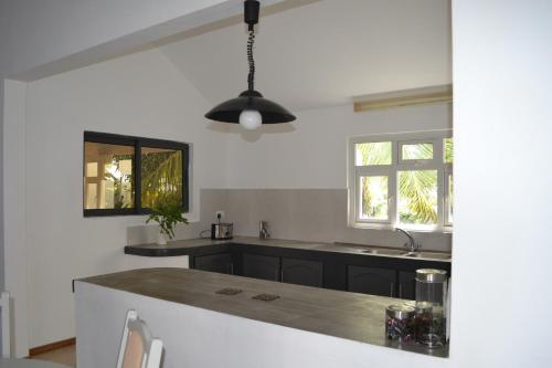 a kitchen with a sink and a counter top at 21LG Le Petit Morne in La Gaulette