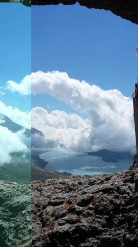 two images of the sky and water with clouds at Chalet Le Bois Joli in Bonneval-sur-Arc