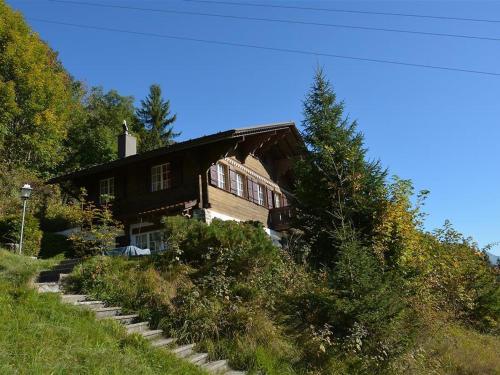 a house sitting on top of a hill at Apartment La Ruche- Chalet by Interhome in Gstaad