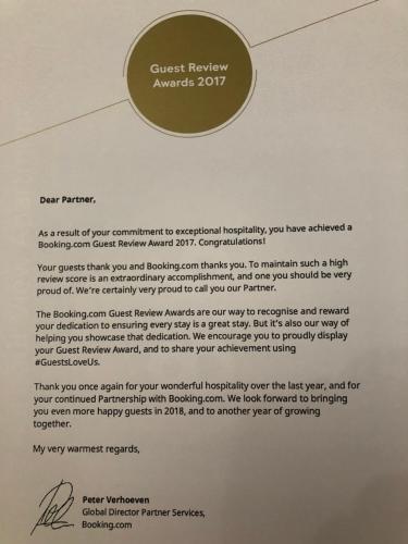 a rejection letter for a guest review award at Valletta Harbour View Apartment in Valletta